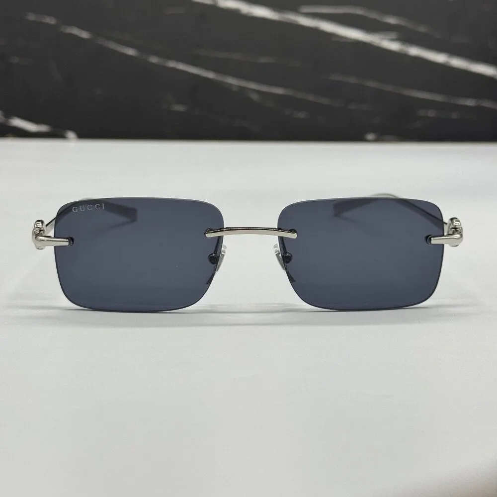 NEW GUCCI SILVER BLUE UNISEX SUNGLASSES GUCCI GG1703S 003 - Picture 5 of 13
